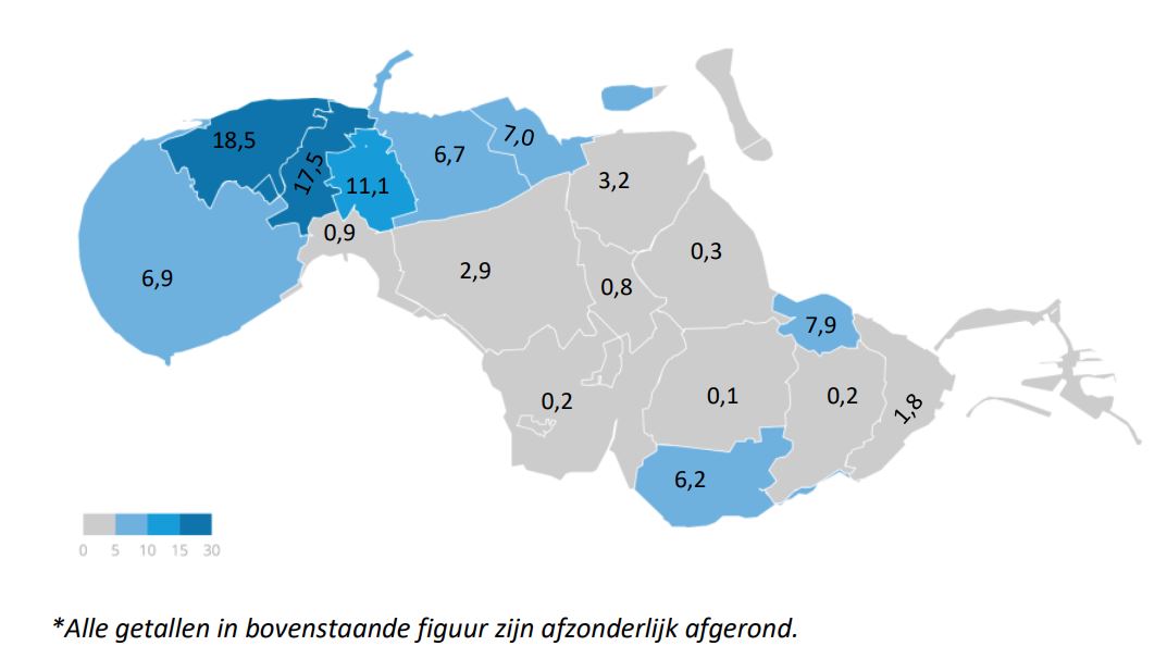 Aantal toeristische slaapplaatsen per inwoner per woonplaats